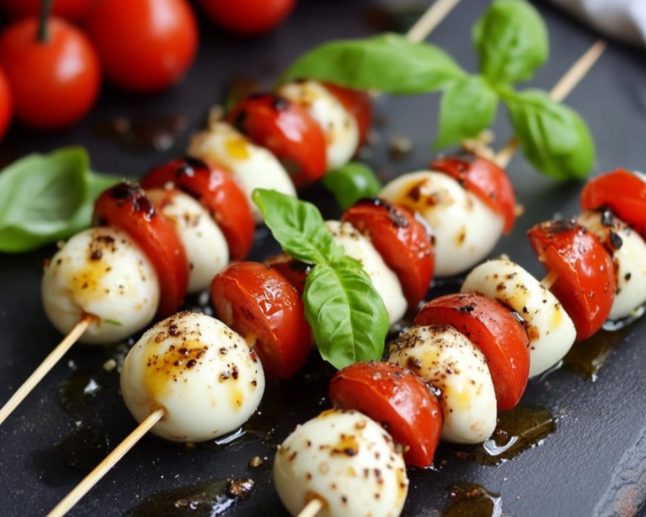 fingerfood tomate mozzarella caprese spieße mit balsamico