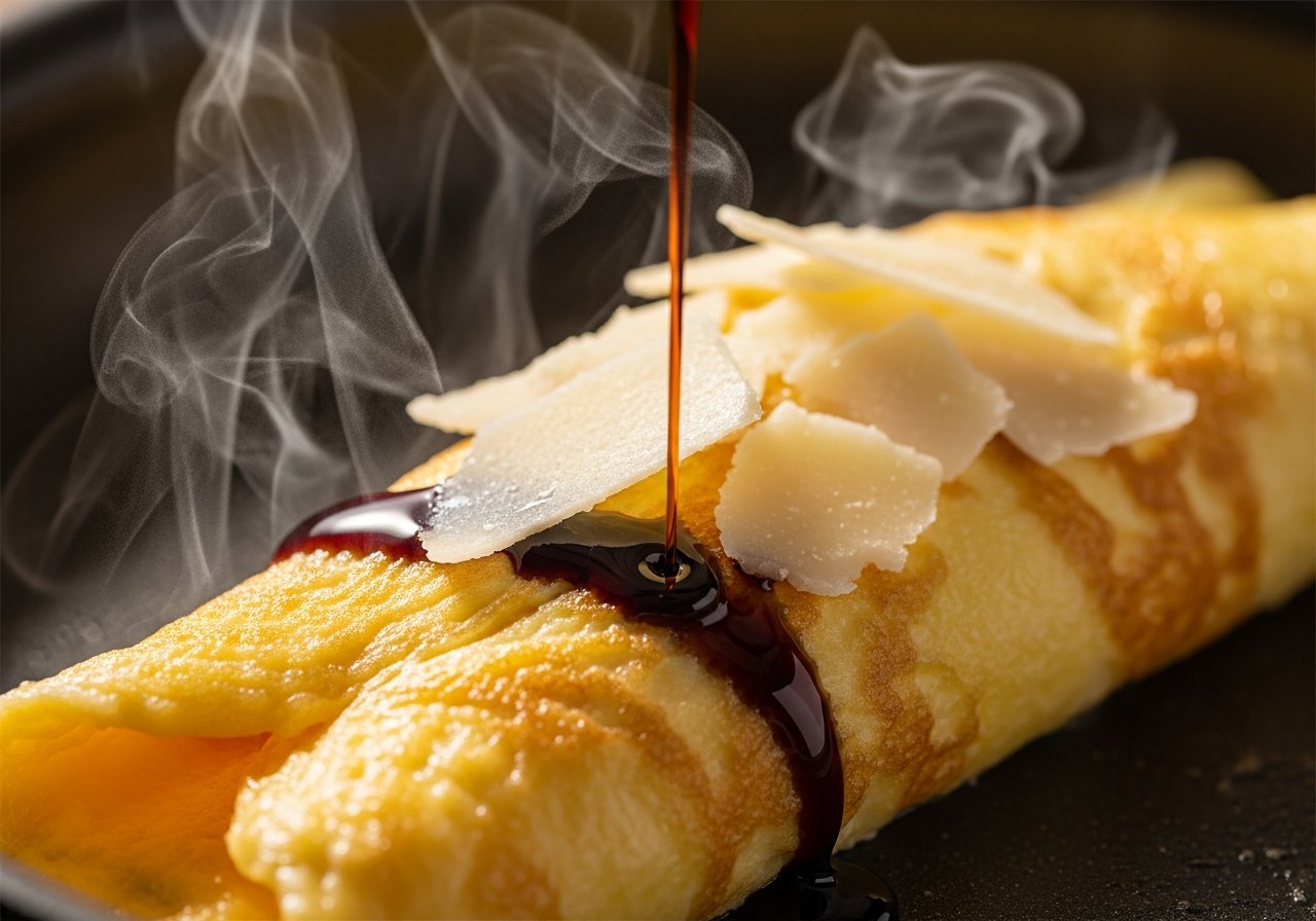 Italienisches Omlett mit Balsamico gefaltet