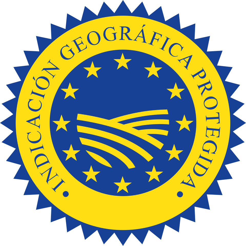 Sello europeo de indicación geográfica protegida en azul y amarillo